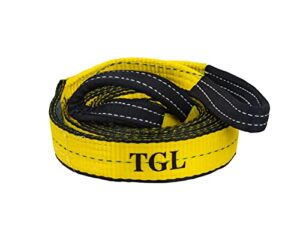 tgl 2 inch, 20 foot tow strap with reinforced loops 10,000 pound capacity