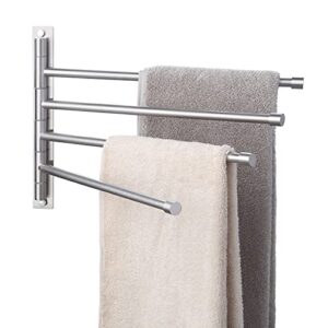 kes swivel towel rack, bathroom swivel towel bar swing out towel holder 4-arm multiple towel rack 13.8 inch space saving sus 304 stainless steel wall mount brushed finish, a2102s4-2