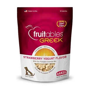 fruitables greek yogurt dog treats – healthy dog treats – yogurt treats for dogs - strawberry and pumpkin flavor – 7 ounces