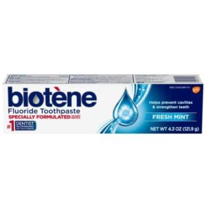 biotene dry mouth fluoride toothpaste fresh mint original 4.3 oz. (2 pack)