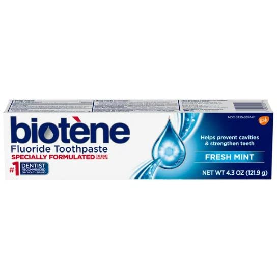 Biotene Dry Mouth Fluoride Toothpaste Fresh Mint Original 4.3 Oz. (2 Pack)