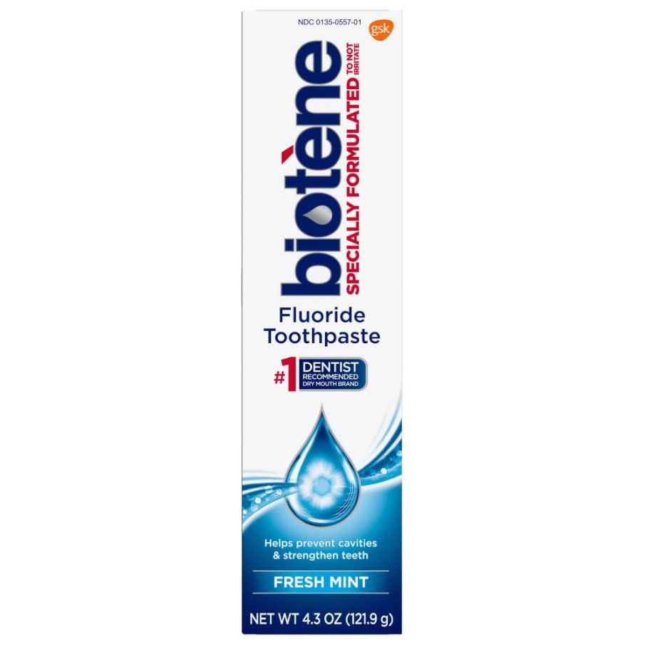 Biotene Dry Mouth Fluoride Toothpaste Fresh Mint Original 4.3 Oz. (2 Pack)