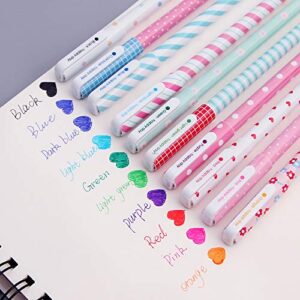 nykkola cute color pens for women colorful gel ink pens multi colored pens for bullet journal writing roller ball fine point pens for kids girls children students teens gifts 10 pcs (0.5 mm)