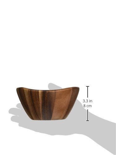 Lipper International Acacia 6 x 3 Wave Bowl Set of 4, 20 fl.oz., Brown