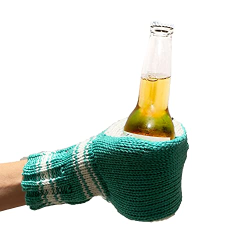 Suzy Kuzy Beer Mitt (OFFICIAL) - Knit Beer Mitt :: Green / White