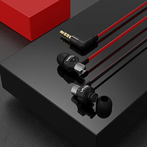 Betron DC950 in Ear Headphones Wired Earphones Noise Isolating Earbuds with Microphone Volume Control Tangle Free Cable HD Bass Lightweight Case Ear Bud Tips 3.5mm Jack Plug (Black)