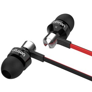 Betron DC950 in Ear Headphones Wired Earphones Noise Isolating Earbuds with Microphone Volume Control Tangle Free Cable HD Bass Lightweight Case Ear Bud Tips 3.5mm Jack Plug (Black)