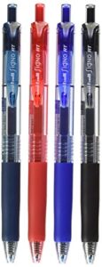 uni-ball signo rt rubber grip & click retractable ultra micro point gel pens, 0.38mm, black, blue, red, blue black ink, set of 4