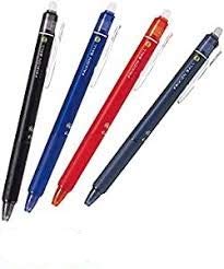 pilot frixion ball knock click retractable erasable gel ink pens,fine point, - 0.5 mm - black,blue,red,blue black ink- each 1 pen- value set of 4