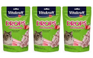 vitakraft 3 pack of drops with strawberry hamster treats, 5.3 ounces each