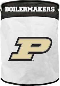 duck house ncaa purdue boilermakers canvas laundry basket with braided rope handles white, 22" x 17.5" x 17.5"