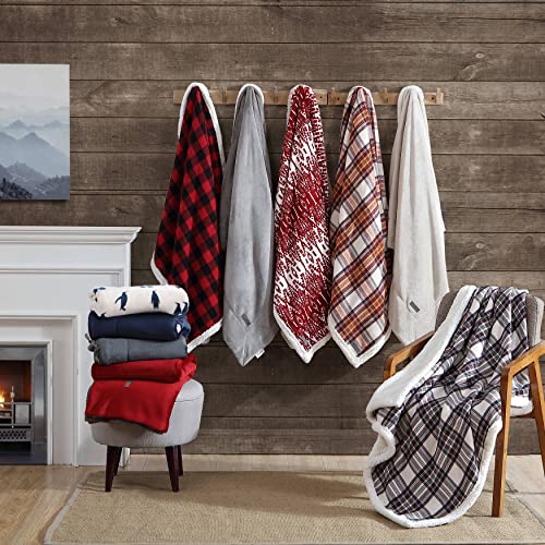 Eddie Bauer - Throw Blanket, Reversible Sherpa Fleece Bedding, Home Decor for All Seasons (Edgewood Red, Throw)