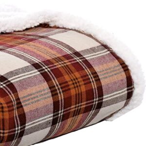 Eddie Bauer - Throw Blanket, Reversible Sherpa Fleece Bedding, Home Decor for All Seasons (Edgewood Red, Throw)