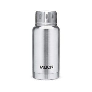 milton thermosteel elfin 160, vacuum insulated flask, 160 ml | 5.4 oz | hot & cold water bottle, 18/8 stainless steel, compact flask, durable body, bpa free, leak-proof simple screw lid | silver