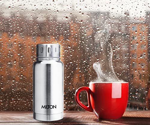 Milton Thermosteel Elfin 160, Vacuum Insulated Flask, 160 ml | 5.4 oz | Hot & Cold Water Bottle, 18/8 Stainless Steel, Compact Flask, Durable Body, BPA Free, Leak-Proof Simple Screw Lid | Silver