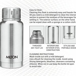 Milton Thermosteel Elfin 160, Vacuum Insulated Flask, 160 ml | 5.4 oz | Hot & Cold Water Bottle, 18/8 Stainless Steel, Compact Flask, Durable Body, BPA Free, Leak-Proof Simple Screw Lid | Silver