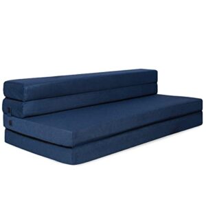 milliard tri-fold foam folding mattress and sofa bed for guests - queen 78x58x4.5 inch
