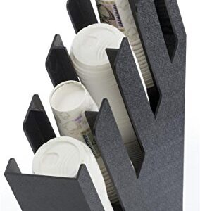 Coffee Cup Dispenser and Organizer, Lid Holder, 4 Compartments (Black, ABS Plastic)