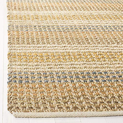 SAFAVIEH Organica Collection Area Rug - 6' x 9', Multi, Handmade Stripe Jute, Ideal for High Traffic Areas in Living Room, Bedroom (ORG411A)