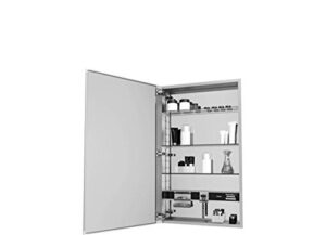 robern mc2030d4fpl m-series mirror cabinet with plain edge door, silver
