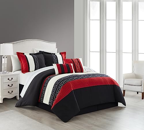 Chic Home - CS1213-212-AN Carlton 6-Piece Comforter Set, King Size, Black