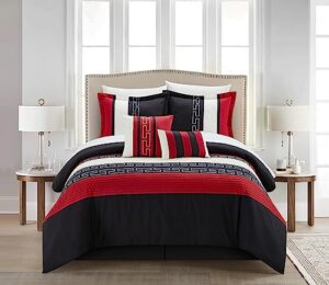 chic home cs1223-112-an carlton 6-piece comforter set, queen size, black