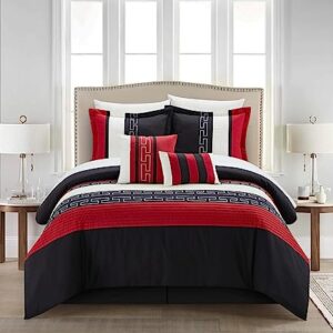 Chic Home CS1223-112-AN Carlton 6-Piece Comforter Set, Queen Size, Black