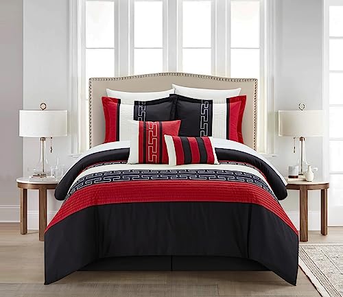 Chic Home CS1223-112-AN Carlton 6-Piece Comforter Set, Queen Size, Black