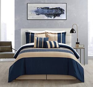 chic home cs1220-023-an carlton 6-piece comforter set, queen size, blue