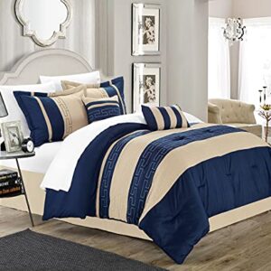 Chic Home CS1220-023-AN Carlton 6-Piece Comforter Set, Queen Size, Blue