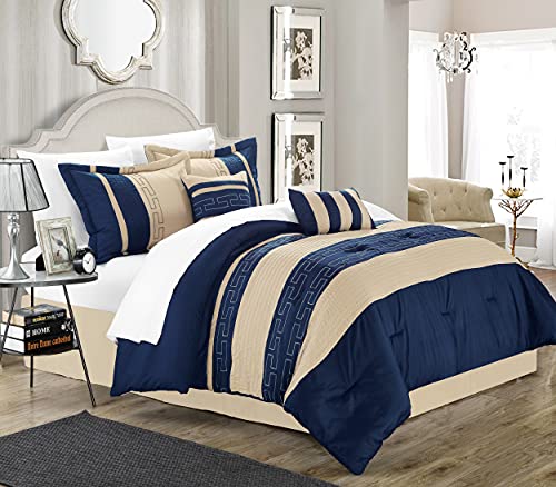 Chic Home CS1220-023-AN Carlton 6-Piece Comforter Set, Queen Size, Blue