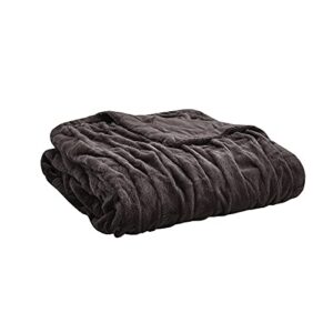 madison park oversized ruched faux fur throw, 50 by 60",brown