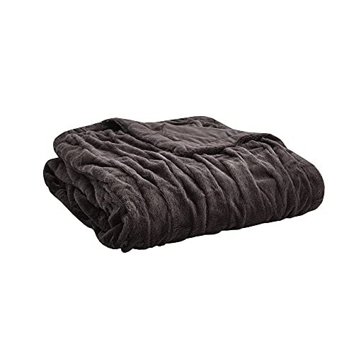 Madison Park Oversized Ruched Faux Fur Throw, 50 by 60",Brown