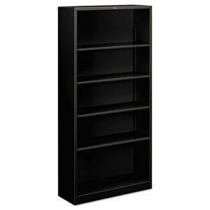 hon s72abcp metal bookcase, five-shelf, 34-1/2w x 12-5/8w x 71h, black