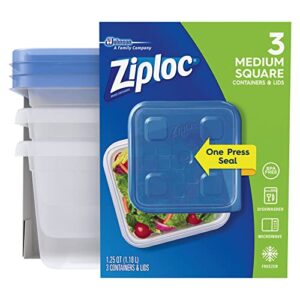 ziploc® plastic food storage container set, clear, pack of 3