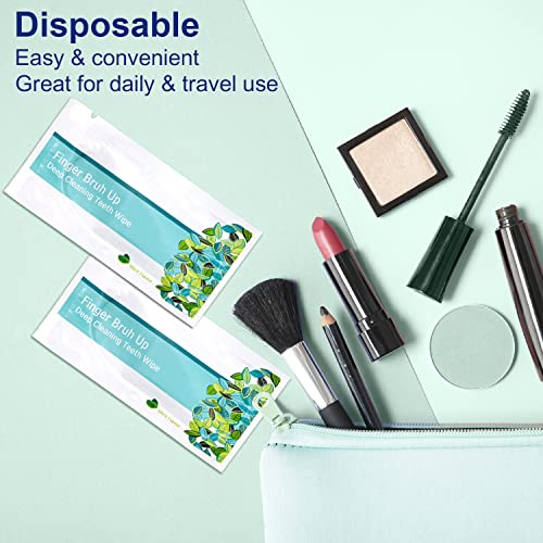 EZGO 100pcs Deep Cleaning Teeth Wipes Finger Brush Teeth Wipes Oral Brush Ups Latex Free Mint Flavor