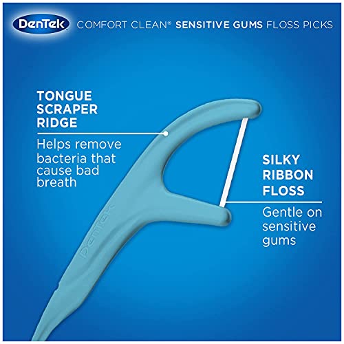 DenTek Comfort Clean Floss Picks for Sensitive Teeth, Soft and Silky Ribbon, 90 Count Each (Pack of 2)