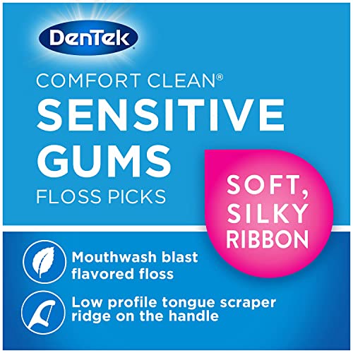 DenTek Comfort Clean Floss Picks for Sensitive Teeth, Soft and Silky Ribbon, 90 Count Each (Pack of 2)