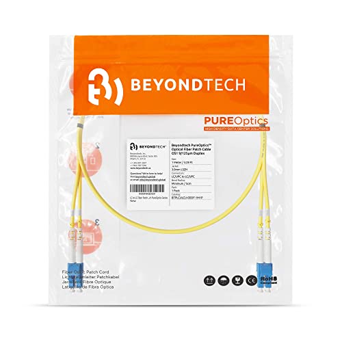 BEYONDTECH LC to LC Fiber Patch Cable Single Mode Duplex - 1m (3.28ft) - 9/125um OS1 LSZH PureOptics Optic Patch Cable Series