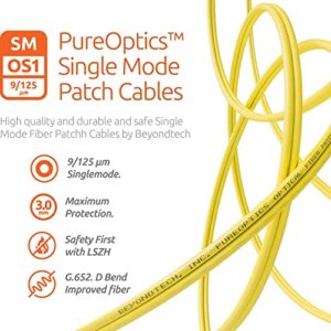 BEYONDTECH LC to LC Fiber Patch Cable Single Mode Duplex - 1m (3.28ft) - 9/125um OS1 LSZH PureOptics Optic Patch Cable Series