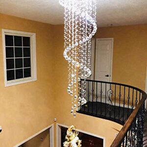 Modern Contemporary Swirl Chandelier Lighting for Foyer Dining Room Kitchen Chandelier Fixture Ceiling Light Rain Drop with All Crystal Balls D20'' X H61'' of CRYSTOP