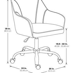 OSP Home Furnishings Bristol Adjustable Extra Plush Swivel Home Office Task Chair with Polished Chrome Base, Atlantic Blue Velvet