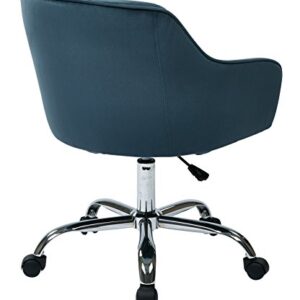 OSP Home Furnishings Bristol Adjustable Extra Plush Swivel Home Office Task Chair with Polished Chrome Base, Atlantic Blue Velvet