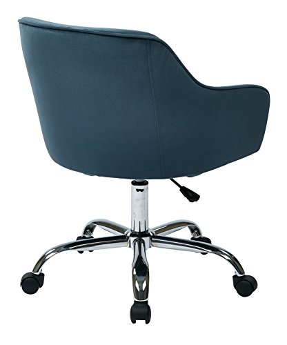 OSP Home Furnishings Bristol Adjustable Extra Plush Swivel Home Office Task Chair with Polished Chrome Base, Atlantic Blue Velvet