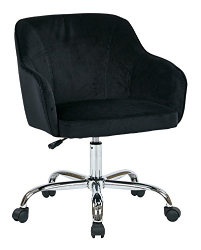 OSP Home Furnishings Bristol Chrome Base Upholstered Task Chair, Black Velvet