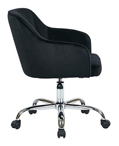 OSP Home Furnishings Bristol Chrome Base Upholstered Task Chair, Black Velvet