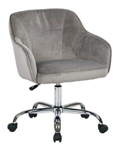 osp home furnishings bristol adjustable extra plush swivel home office task chair with polished chrome base, charcoal grey velvet