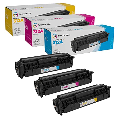 LD Products Compatible Toner Cartridge Replacements for HP 312A (Cyan, Magenta, Yellow, 3-Pack)