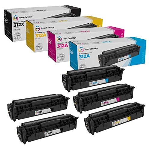 LD Compatible Toner Cartridge Replacements for HP 312A & HP 312X High Yield (2 Black, 1 Cyan, 1 Magenta, 1 Yellow, 5-Pack)