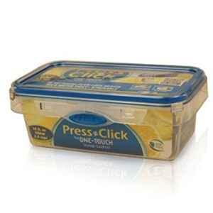 Press N' Click 2.3 Cup Rectangle Container - Clear w/Blue Trim